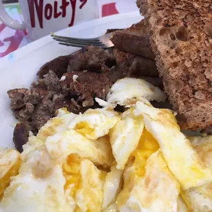 Prepped and Ready to devour. I'm easy for breakfast. Eggs sausage and toast. Only thing they have to do is cooked eggs correctly.