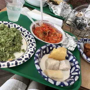 Made to order vegetarian sampler (yum yum yum best decision ever)