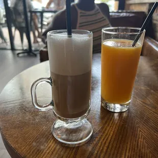 Latte and Orange juice