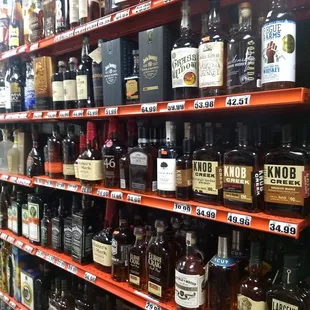a variety of liquors