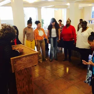 Worship group using downstairs space