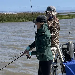 Bob spent 30 minutes teaching Danielle how to catch and retrieve while allowing me to fly fish with his rods