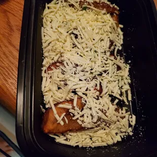 Fried plantains with salty cheese.