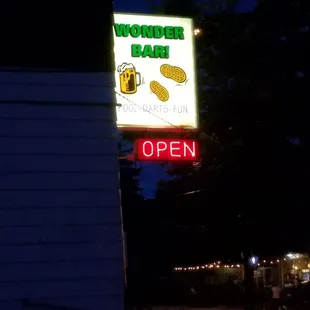 open sign at night