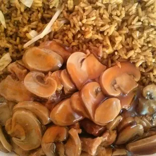 Beef with Mushrooms and Fried Rice