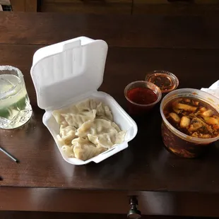 steamed dumplings and hot &amp; sour soup.