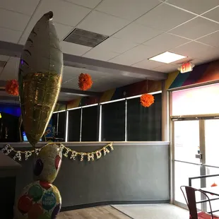 They let us bring in decorations for our party