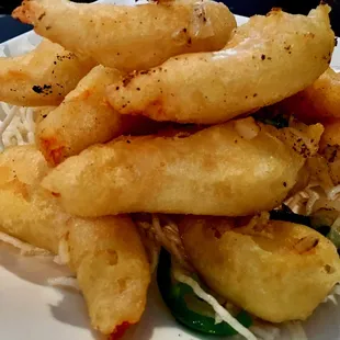 The delicious salt &amp; pepper dish I ordered. One of the many over time and several visits.