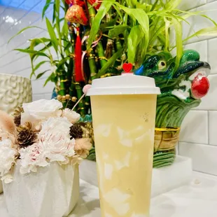 Pina colada with almond jelly