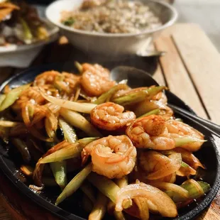 Iron Skillet Prawns and Onions. Soooo good!