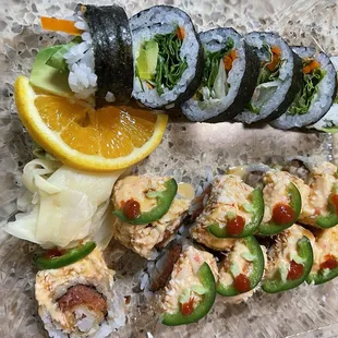 Vegetable Roll and Spicy Girls Roll