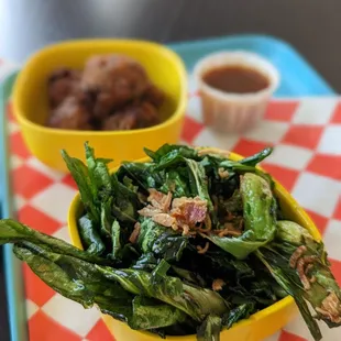 Bok choy and rice fritters