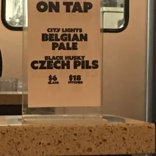 Tap drink menu