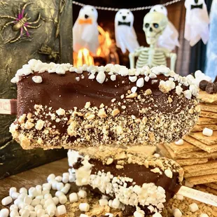 The Jersey Smore ice cream bar.  Marshmallow yellow cake ice cream dipped in dark chocolate and rolled in graham crackers and marshmallows