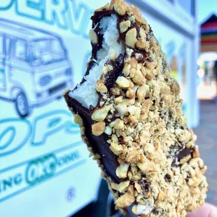 This salty Sea Captain named for the salted caramel ice cream, chocolate coat and salted peanuts. Come set sail.