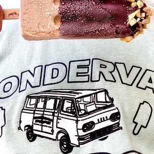 The Bananza! Peanut butter banana ice cream dipped in chocolate and topped with chopped banana chips!