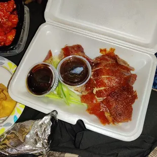 Peking Duck, my favorite. Crispy skin and just so good.