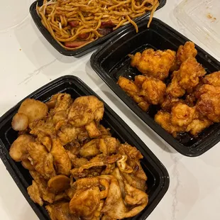 lomein, cashew chicken, orange chicken. not a single vegetable?