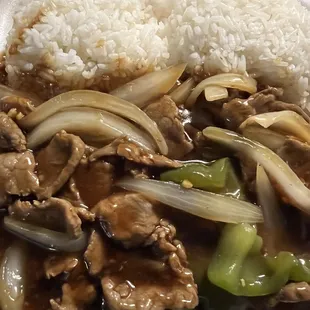 Pepper steak with white rice
