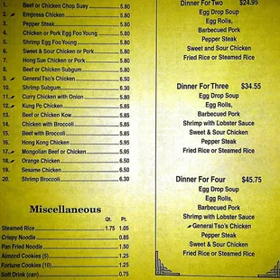 the menu