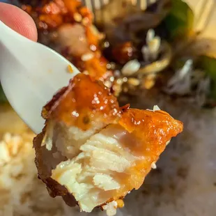 General Tso's Chicken is so tender, meat to batter ratio excellent, and seasoned with a twist! Delish!