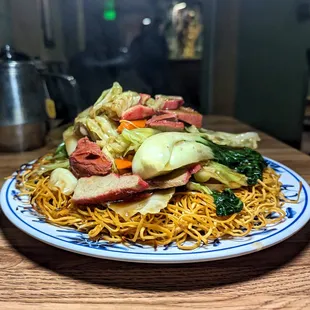 BBQ pork crispy noodles $13.50