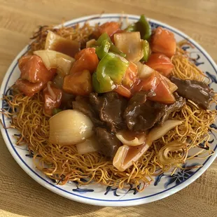 107. Tomato Beef Chow Mein HK Style
