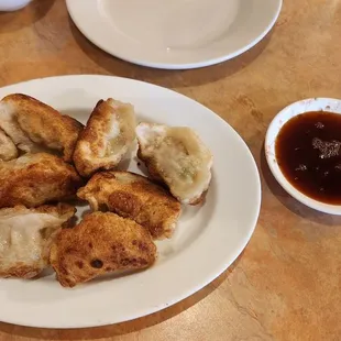 Homemade pork pot stickers. Excellent with or without sauce!