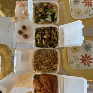 a variety of asian food