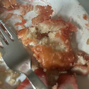 a half eaten plate of food