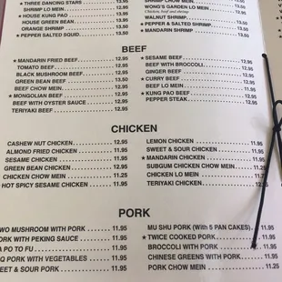 9/23/19 Seafood, Beef, Chicken and Pork dishes