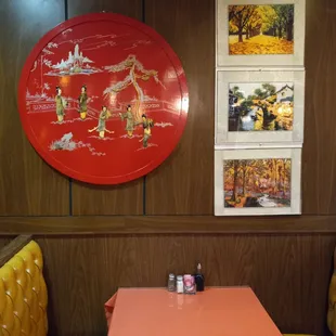 Asian art on walls...