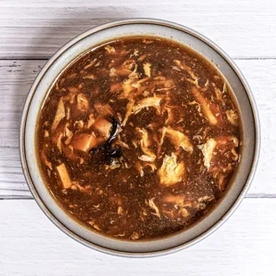 a bowl of hot and sour soup