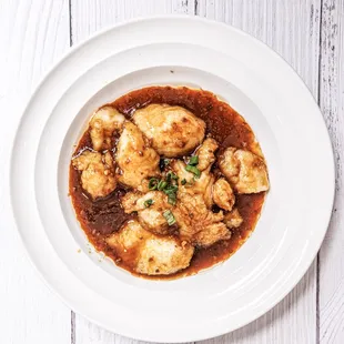 a white plate of food