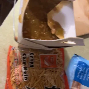 The liquid dog food. And the crunchy bagged noodles (or worms idk).