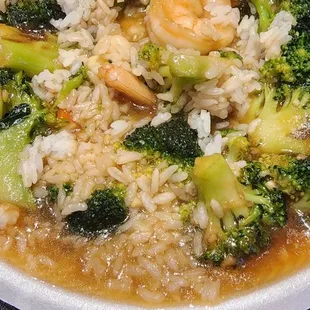 Shrimp and Broccoli.  Very greasy and bland.