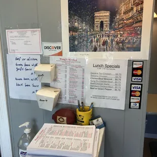 a bunch of menus on a table