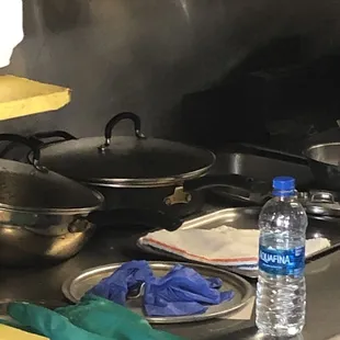 pots and pans on the stove