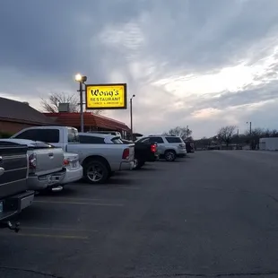 Front of restaurant looking west.