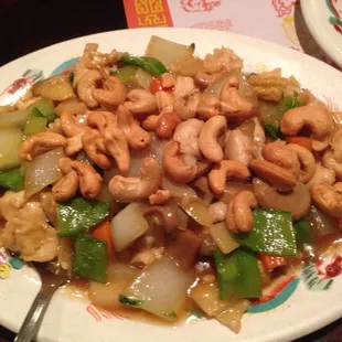 Cashew chicken. Large pieces of bok choy were surprising and welcomed.