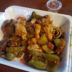 Kung Pao Chicken, Bell Pepper Beef.