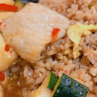 a plate of rice and vegetables