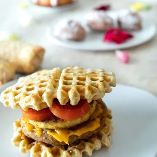 Vegan Chicken Waffle Breakfast Sandwich