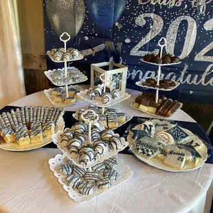 a table with desserts