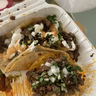 Super taco (top) vs regular (bottom)