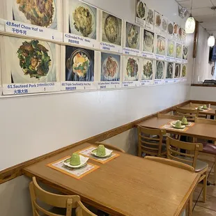 a row of tables in a restaurant