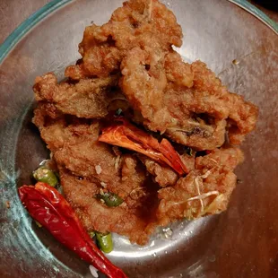 Deep fried pork with chilis