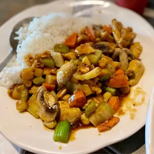 Kung Pao Chicken plate with rice