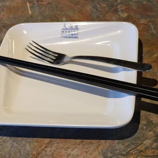 Plate, Chopsticks, Fork