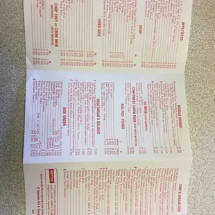 a menu for a restaurant